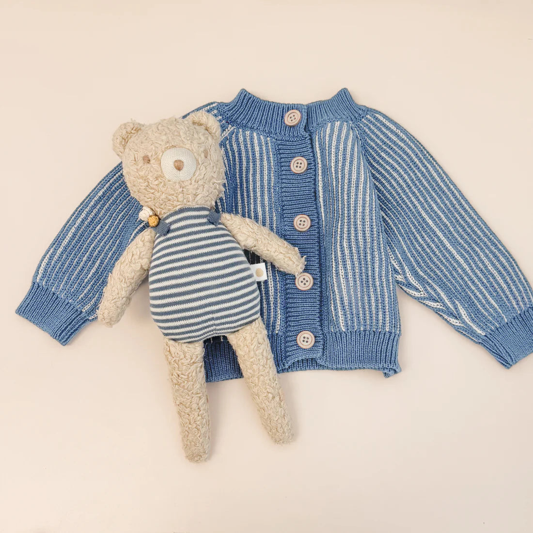 Cotton Brioche Cardigan Blue 2-3Y