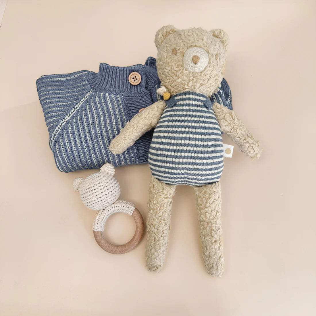 Cotton Brioche Cardigan Blue 2-3Y