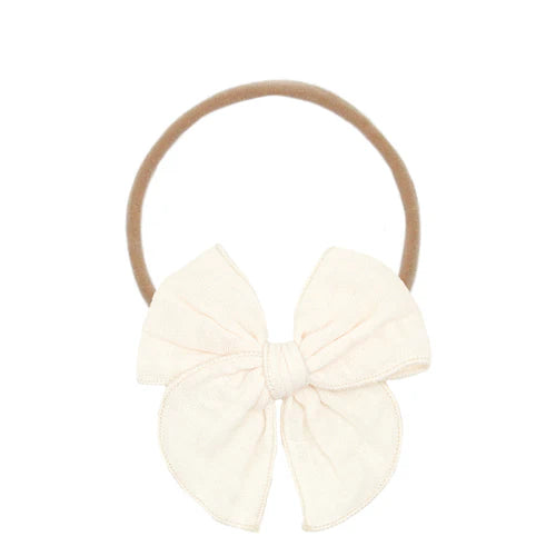 Cloud Muslin Heirloom Bow - Cream Headband - Small