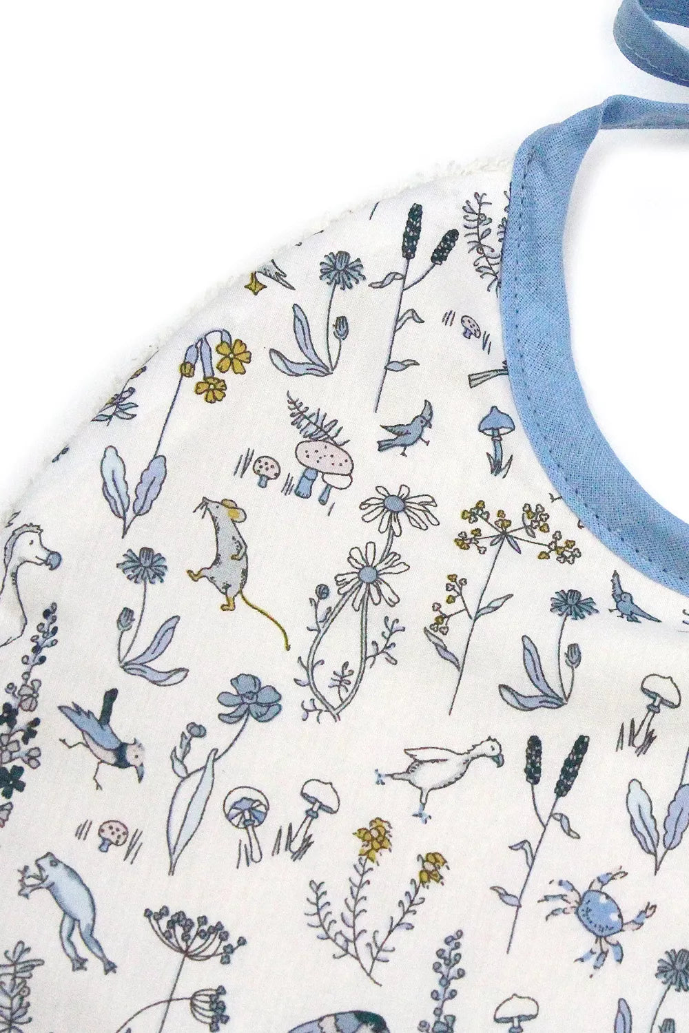 Baby Bib Liberty Fabric - Gus Blue Birds