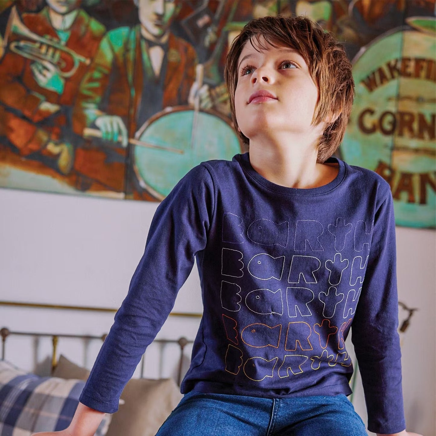 EARTH KID TSHIRT - NAVY/OUTLINE - 5Y