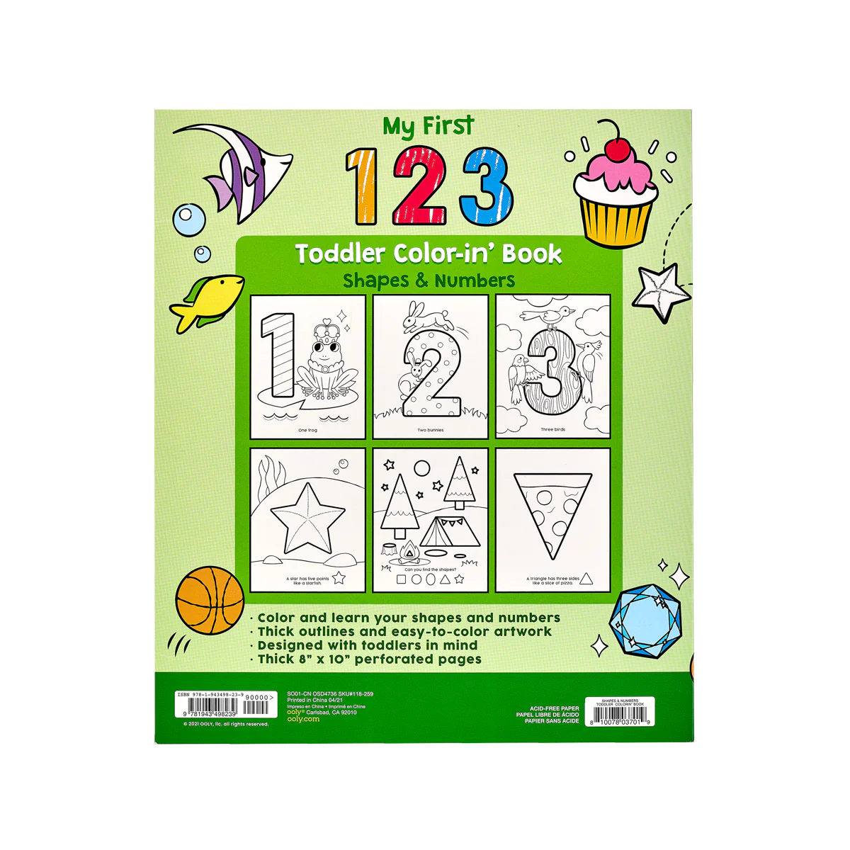 123: Shapes & Numbers Toddler Color-In' Book