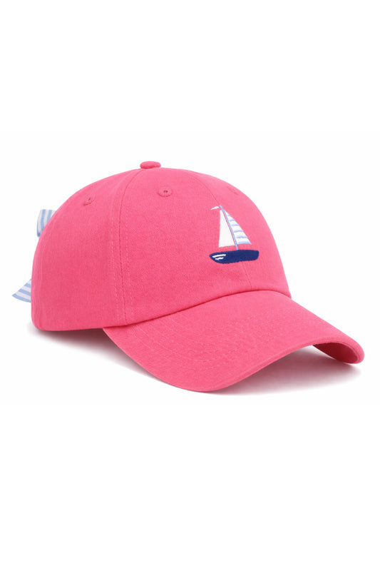 Pink Sailboat Bow Baseball Hat - baby (0-2Y)