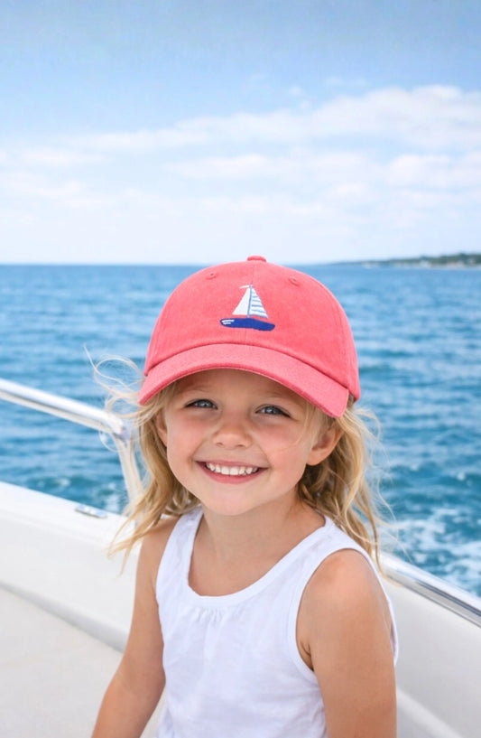Pink Sailboat Bow Baseball Hat - baby (0-2Y)