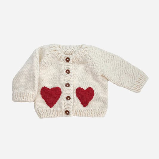 Heart Cardigan Valentine's Sweater Red 6-12M
