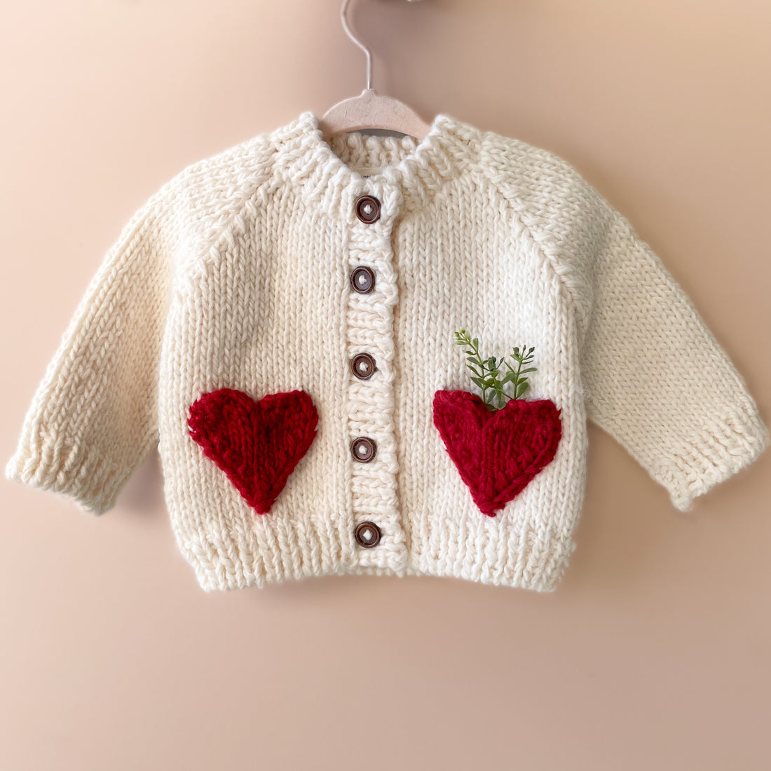 Heart Cardigan Valentine's Sweater Red 6-12M