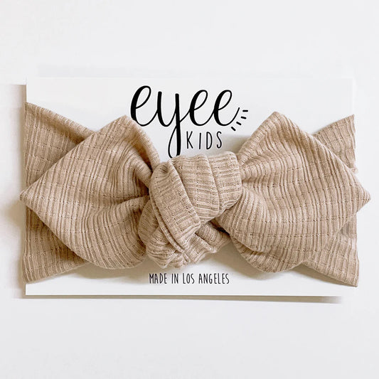 Top Knot Ribbed Knit Taupe Headband