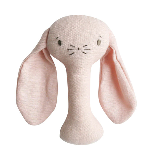 Bobby Bunny Stick Rattle Pink Linen