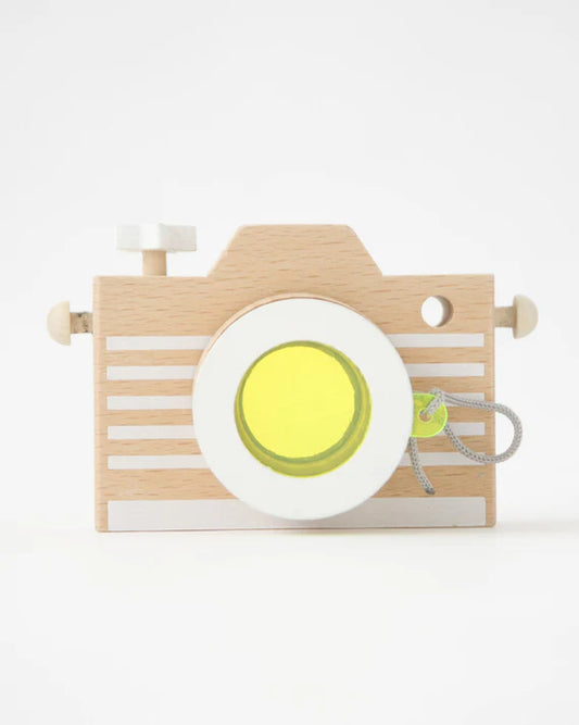 Wooden Toy Kaleidoscope Camera - Yellow