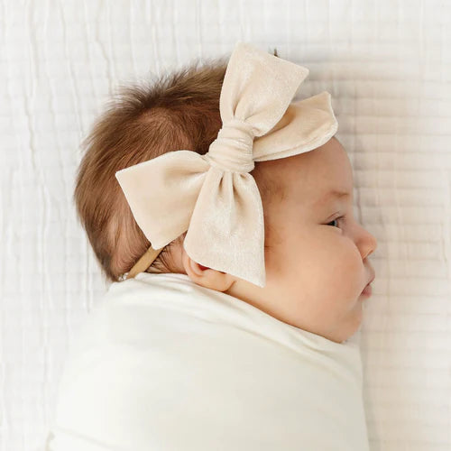 Velvet - Latte Bow Headband - Large