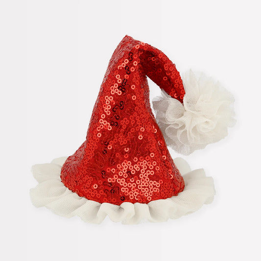 Sequin Santa Hat Hair Clip