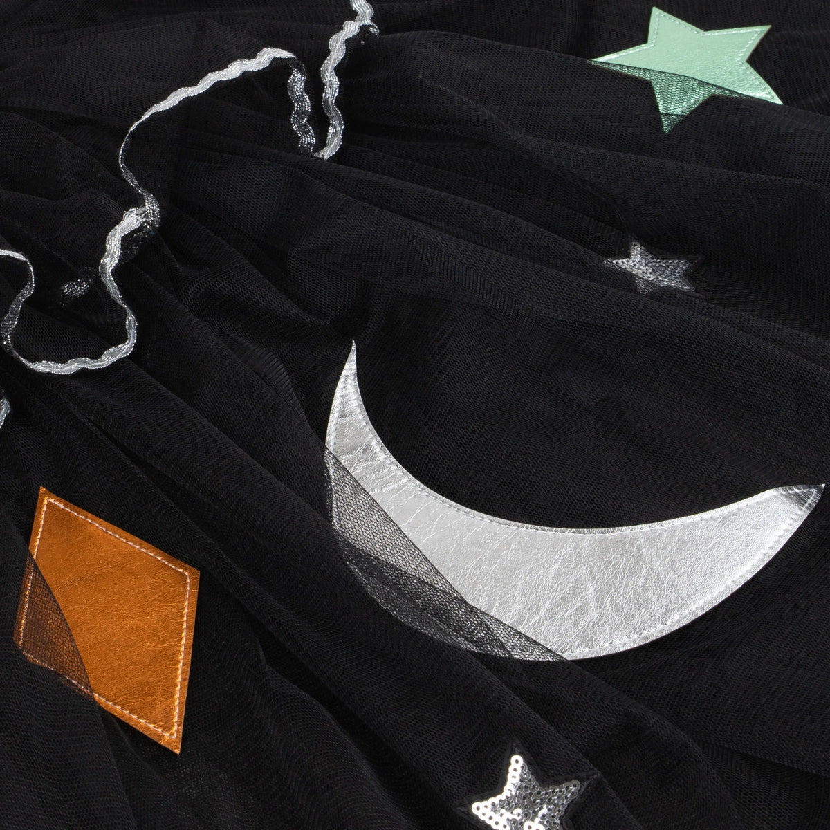 Tulle Applique Witch Cape, Hat, and Wand