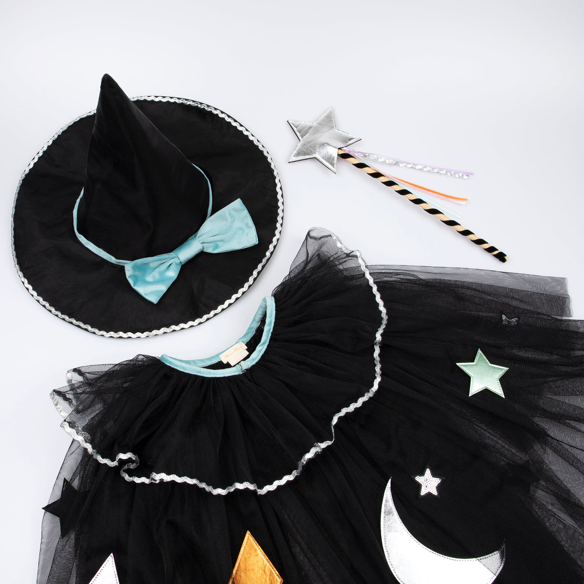 Tulle Applique Witch Cape, Hat, and Wand