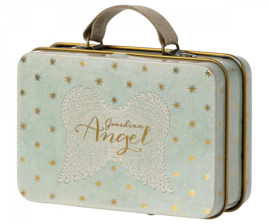 Angel mouse in suitcase