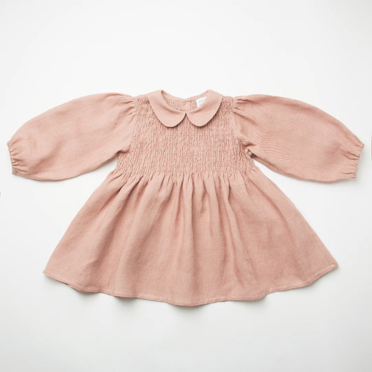 Nellie Quats-Draughts Dress - Dusty Rose - 7-8Y