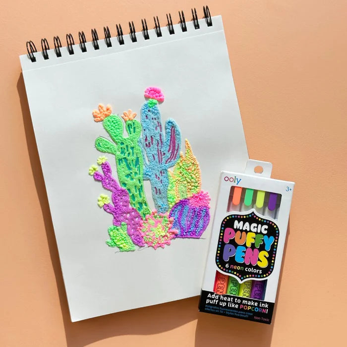 Magic Puffy Neon Pens - Set of 6