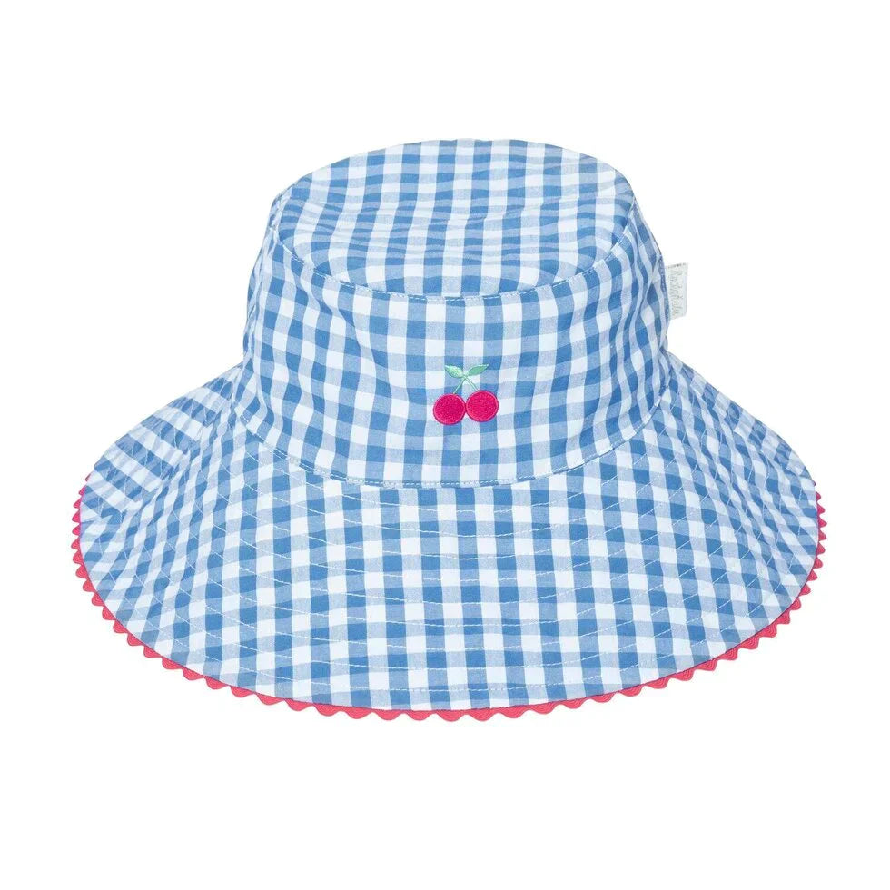 Cherry Gingham Reversible Sun Hat 3-6Y