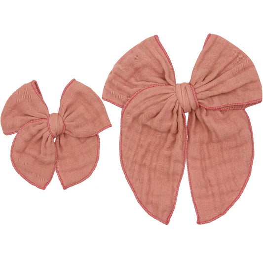 Cloud Muslin Heirloom Bow - Rose Clip - Large / Alligator Clip