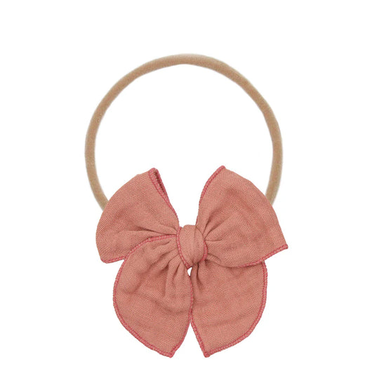 Cloud Muslin Heirloom Bow - Rose Headband