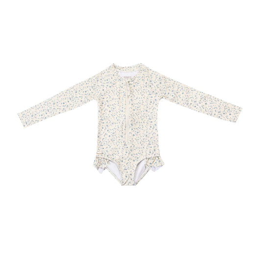 Long Sleeve Rashguard Ruffle Swimsuit
