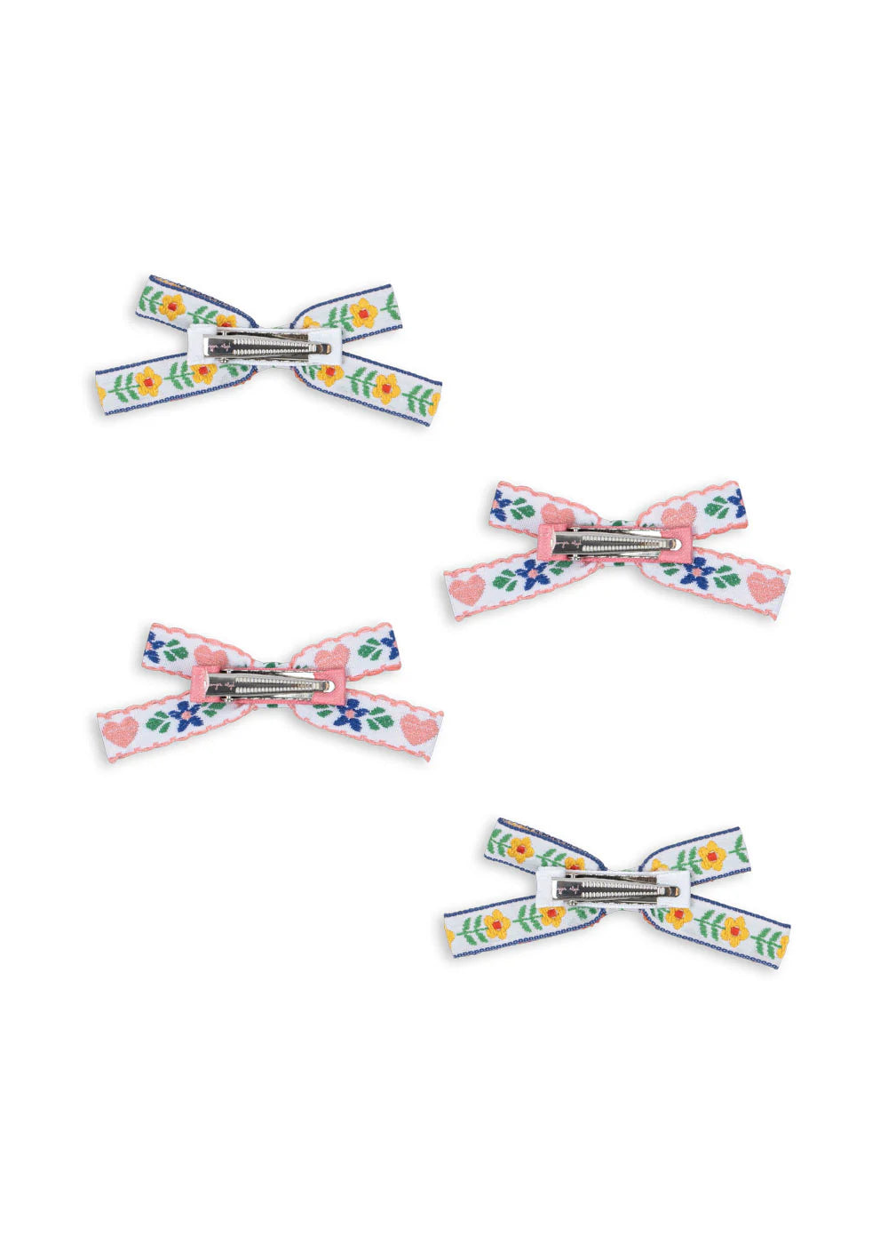 4 Pack Mini Bow Hair Clips - White/Rose