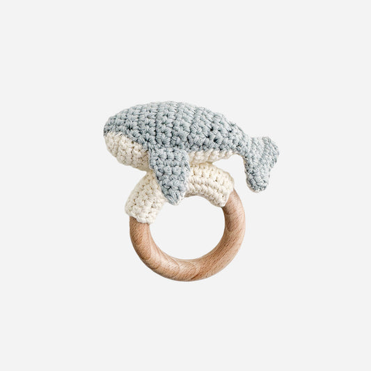 Teether Whale Cotton Crochet Rattle